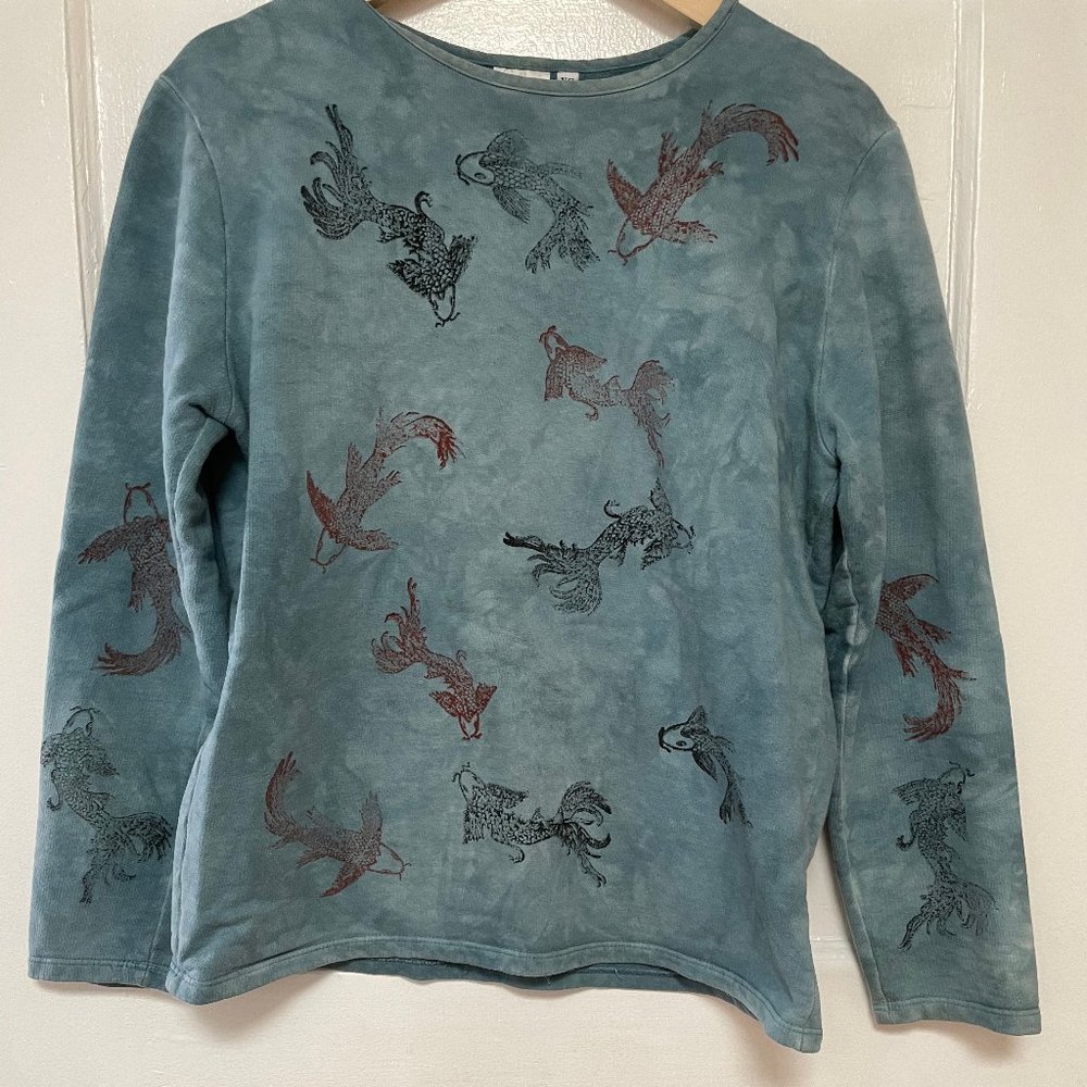 Organic Attire Pullover Sweatshirt with Koi Fish